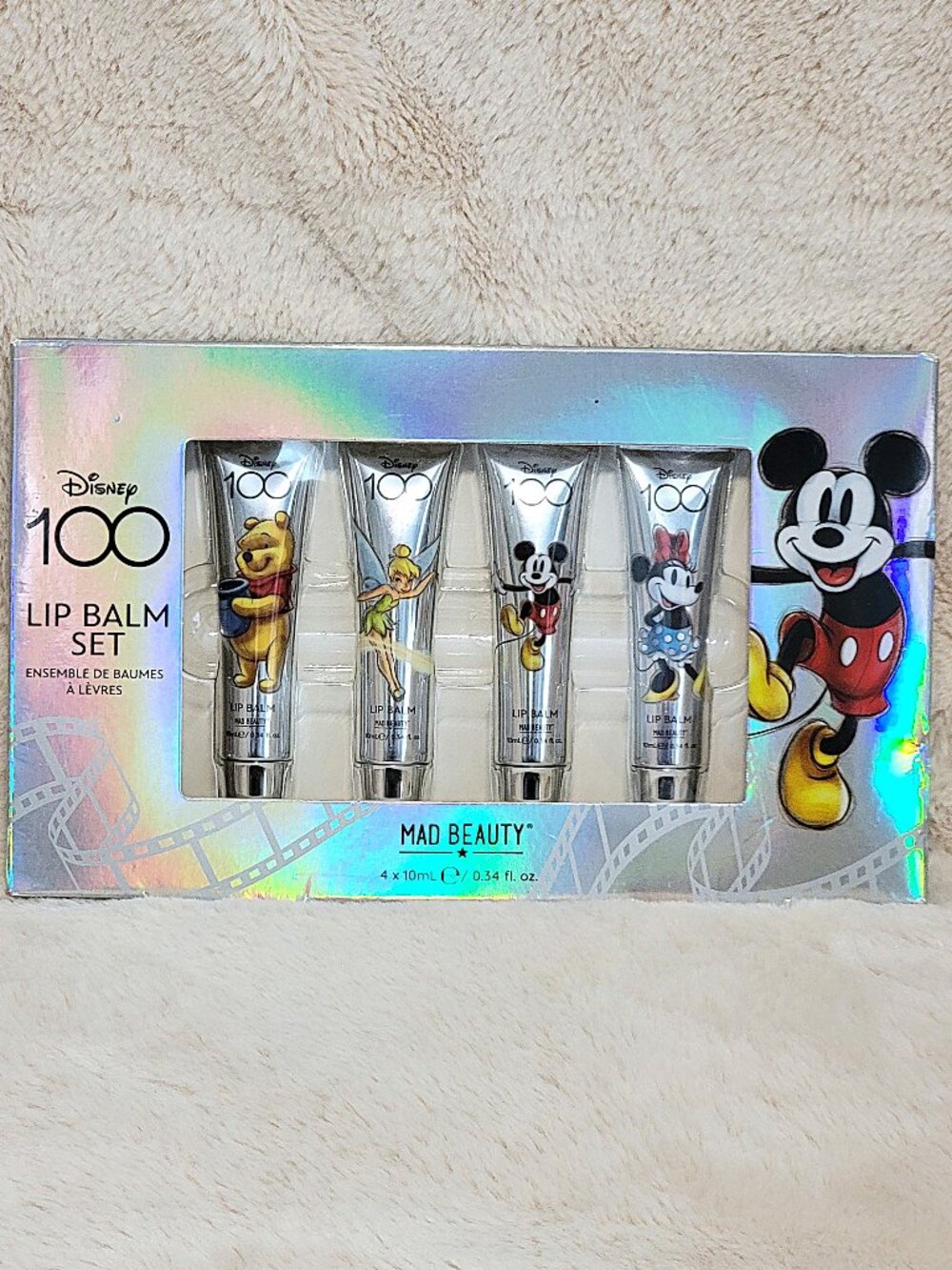 Disney 100 Four Lip Balm Set Winnie The Pooh Minnie Tinkerbell Mickey New - #E